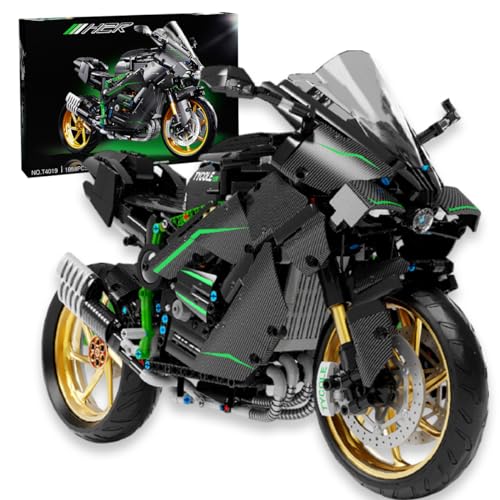 NUOJIAYING Technik Motorrad Bausteine für Kawasaki H2R, 1809 Teile 1:5 Technik Motorrad Bausteine Bausatz, Technik Rennen Motorrad Konstruktionsspielzeug Kompatibel mit großen Marken von NUOJIAYING