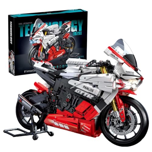 NUOJIAYING Technik Motorrad Bausteine für Yamaha R1, 2333 Teile 1:5 Technik Motorrad Bausteine Bausatz, Technik Supermotorrad MOC Motorbike Klemmbausteine Kompatibel mit Andere Marken von NUOJIAYING