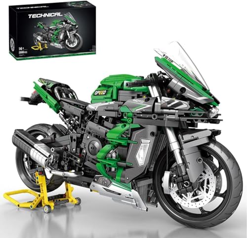 Technik Motorrad Bausteine für Kawasaki H2 SX SE, 2088 Teile 1:5 Technik Rennen Motorrad Konstruktionsspielzeug, Technik Supermotorrad MOC Motorbike Klemmbausteine Kompatibel mit großen Marken von NUOJIAYING