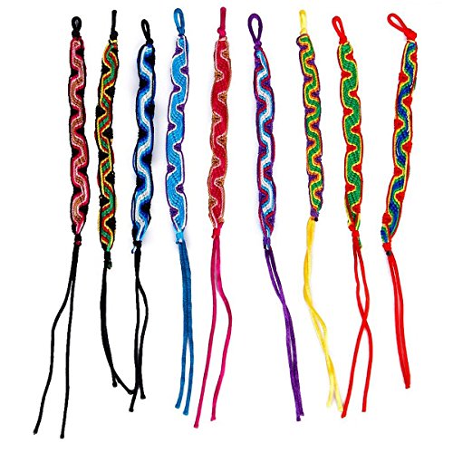 NUOLUX Handgefertigte bunte gerändelte geflochtene Freundschaftsbänder Thread Handgelenk Sprunggelenk Armbänder 9Pcs(Zufällige Farbe) von NUOLUX