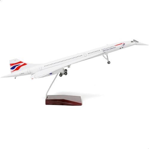 NUOTIE 1/125 Concorde Flugzeugmodell Druckguss-Metallflugzeugmodellbausatz 19,7-Zoll-Flugzeugmodell mit großer Simulationsanzeige (British Airways) von NUOTIE