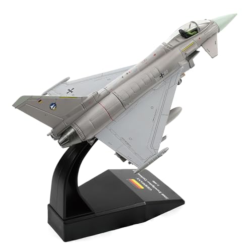 NUOTIE EF2000 Typhoon 1/100 Druckguss-Metall-Kampfflugzeug-Modellbausatz, Militär-Eurofighter-Deutschland-Legierung, vorgefertigtes Kampfjet-Modell mit Ausstellungsstand von NUOTIE