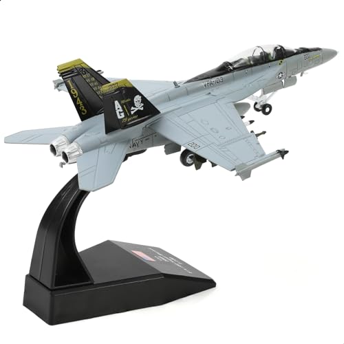 NUOTIE F/A-18 Super Hornet 1/100 Metalljägermodell VFA-103 Jolly Roger Finshed Militärdruckguss-Flugzeugmodell, vorgefertigte Bausätze mit Ausstellungsständer von NUOTIE