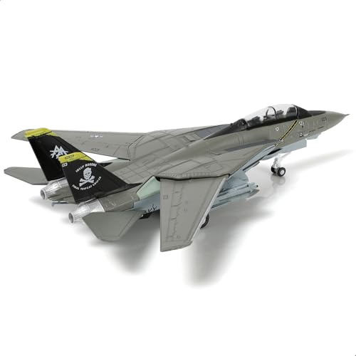 NUOTIE F-14A Tomcat 1/100 Metall Flugzeugmodell Kits mit Halterung VF-84 Jolly Rogers Jagd Modell Druckguss Legierung Vorgefertigte Militärflugzeuge für Display oder Geschenk von NUOTIE