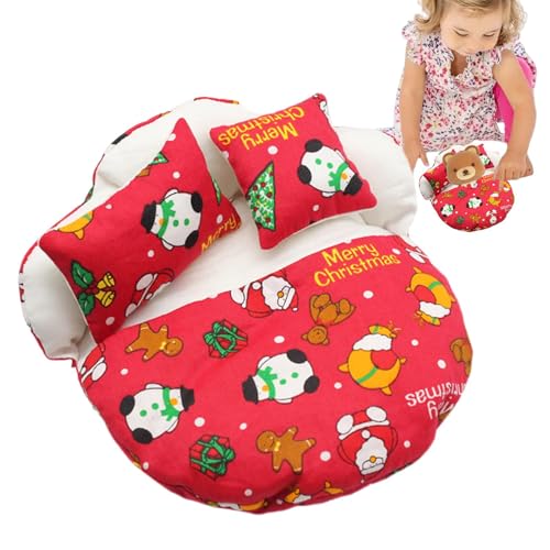 NUOYIXUAN Puppenbett, Spielzeugschlafsack,Puppenschlafbett mit 2 Kissen - Bettwäschezubehör für Puppen, kleines Schlafsackbett, stilvolle und niedliche Dekoration von NUOYIXUAN