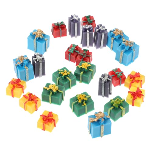 25er Boxen Mini-Ornament Weihnachts-Miniatur-dekor Weihnachtsschmuck Lichterketten Mini-Essen Weihnachtskugeln Mini-zubehör Keksdosen Miniaturen Dekor Partydekoration Harz NUSITOU von NUSITOU