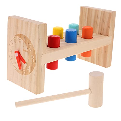 NUSITOU 1 Set Kognitives Schlagspielzeug Montessori Holzspielzeug Für Farb Und Formerkennung Hand Augen Koordination Pädagogisches Für Kleinkinder 6 äulen Design von NUSITOU