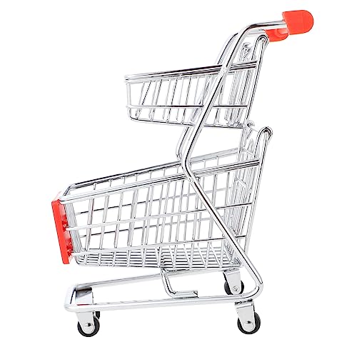 NUSITOU Mini Einkaufswagen Für 1pc Miniatur Einkaufswagen Modell Rotes Design Ideal Für Und Dekoration Kleiner Aufbewahrungskorb Simulation Trolley von NUSITOU