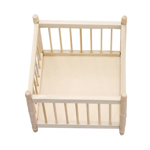 NUSITOU 12 Mini Kinderbett Puppenhausmöbel Miniatur Babybett Modell Handgefertigtes Holz Bett Dekoratives Spielzeug Puppenbett Für Heimdekoration von NUSITOU