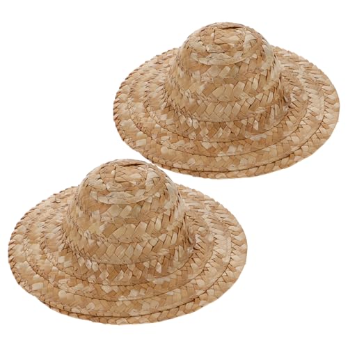 NUSITOU 2St Hut malen Mini mexikanische Hüte kleine Bastelhüte Mini-Strohhüte zum Basteln Mini-Sombrero-Hüte Mini-Strickmütze kinder strohhut DIY Strohhut DIY-Hüte unvollendeter leerer Hut von NUSITOU