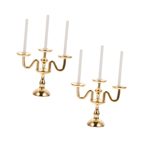 NUSITOU 2St Kerzenhalter-Kerzenlampe Mini-Haushandwerk Minifiguren Teelichter Kerzen Mini-Kerzen für Kinder kindergeschenke Mini-Verzierung Mini-Hauskerzenhalter Legierung Golden von NUSITOU