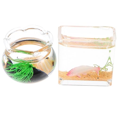 NUSITOU 2St Mini-Glas-Koi Aquarium vortäuschen Spielzeug Essen Szene Fischbecken Fischschmuck Tank for Minihäuser Dekoration Mini-Hausaccessoire Mini-Aquarium für Puppenhaus von NUSITOU