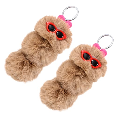 NUSITOU 2st Raupe Schlüsselanhänger Plüsch Schlüsselanhänger Plüschkugelanhänger Ball Handtasche Charms Weihnachtsstrumpf Stuffer Baumwollbommel Schlüsselbund Taschen Zubehör von NUSITOU