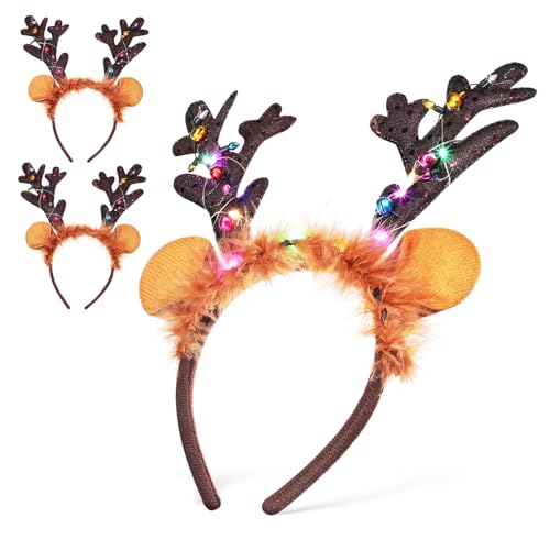 NUSITOU 3 Stück Geweih Kopfschmuck Party Dekoration Weihnachts Stirnbänder Geweih Stirnband Geweih Stirnband Weihnachts Haarband Weihnachts Cosplay Stirnbänder Weihnachts von NUSITOU