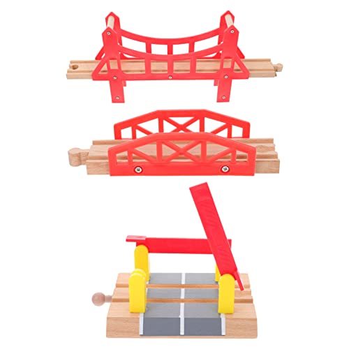 NUSITOU 3St Gleisbausteine Hobby-Spielzeug trainieren Eisenbahnschienen Spielzeug Gleisanlagen Kinder holzspielzeug Zugbrücke Holzspielzeug Set Zubehör für den Bahnausbau Bahngleisblöcke von NUSITOU