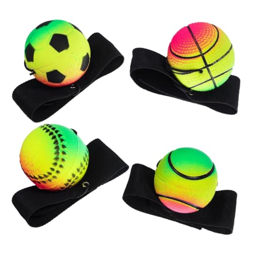 NUSITOU 4 Stück Hüpfball Handgelenk Return Ball Baseball Handgelenk Return Bälle Mit Handgelenkschlaufe Sport Handgelenk Return Bälle Handwurfspielzeug Handgelenk Return Ball Für von NUSITOU