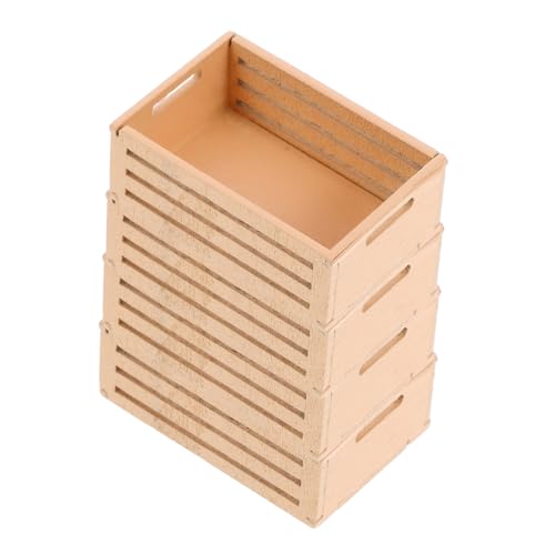 NUSITOU 4 Stück Mini Aufbewahrungskorb Puppenhaus Körbe Mini Holzkorb Mini Puppenhaus Kiste Mini Holzkisten Obstkorb Mini Kisten Kleine Holzkiste Beige von NUSITOU