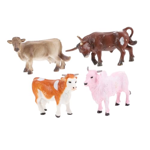 NUSITOU 4 Stück Simulation Yak-Modell Bauernhof-Kuh-Modell Kuh Figur Cowtail Animals Toys for kindergeburtstags mitgebsel Spielzeug Simulation Kuhschmuck Mini-Simulation Kuh Plastik von NUSITOU