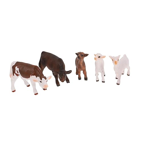 NUSITOU 5 STK simulierte Tiere Schaffiguren Rinderfiguren Tierfiguren in Jungtierform Nutztier Figur bauernhoftiere Farm Animals Spielzeug Tiermodell-Ornament Ochsenfigur Spielset PVC von NUSITOU