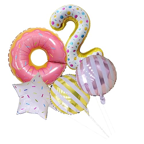 NUSITOU Geburtstagsballons Dekorationen Bunte Donut Aluminiumfolie Digitale Ballons Für Partys von NUSITOU