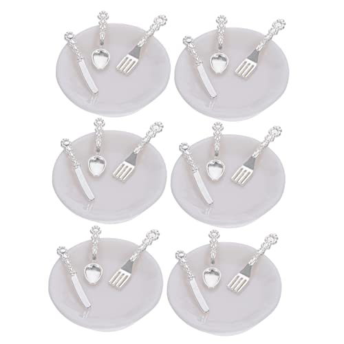 NUSITOU 6 Sets Mini Besteck Dekoration Für Zuhause Mini Geschirr Ornament Mini Geschirr Dekor Puppenhaus Zubehör Mini Geschirr Schreibtisch Mittelstück Mini Geschirr Set von NUSITOU