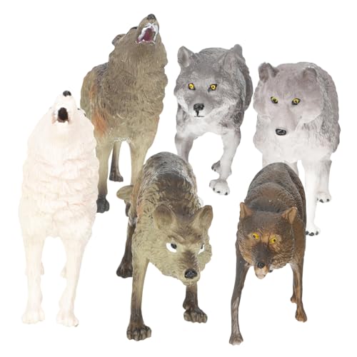 NUSITOU 7 Teiliges Set Modell Tierfiguren Wolfsspielzeug Tierfiguren Babyanzüge Spielzeug Für Kinder Miniaturspielzeug Realistischer Polarwolf Kinderspielspielzeug von NUSITOU