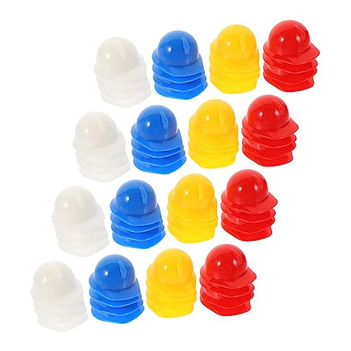 NUSITOU 80St Mini-Bauhut Miniaturhelme, Hüte kleiner Ingenieurhut kleiner Hundehut winzige Bauhüte Baustellen-Dekoration Puppenzubehör-Set Kappen Flaschendeckel-Dekor DIY-Helm Plastik von NUSITOU