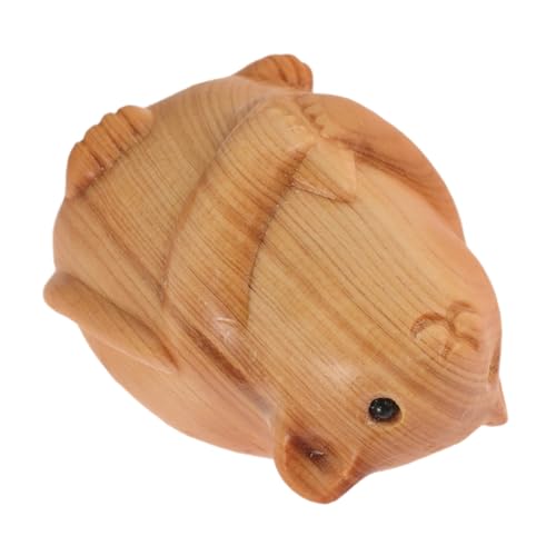 NUSITOU Hölzernes Hamstermodell Heimdekoration Geschnitztes Tierdekor Haushaltsholzschnitzerei Ornament Hölzerne Hamsterstatue Hamsterskulptur Schreibtischdekoration Hamsterfigur von NUSITOU