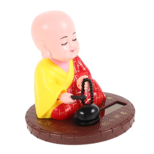 NUSITOU Lachende Buddha Statue Kopfschüttelnde Puppe Feng Shui Buddha Figur Kleiner Mönch Solar Buddha Ornament Kopfschüttelnde Figur Kopfschüttelnde Verzierung Auto Interieur von NUSITOU