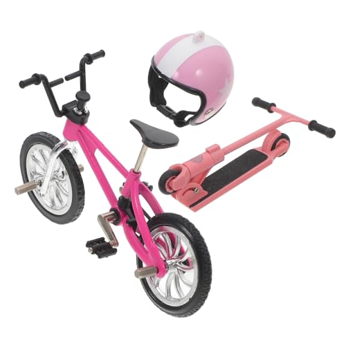 NUSITOU Mini Puppenhaus Set Mit Fahrrad Roller Und Helm Kreatives Miniaturmodell Zur Dekoration Für Büro Und Desktop Ideal Für Und Sammler von NUSITOU