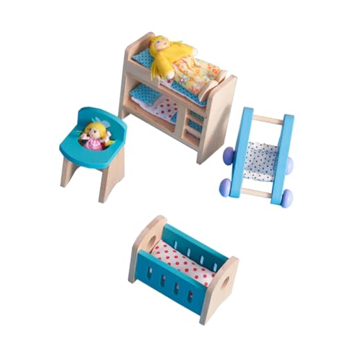 NUSITOU Miniatur Holzspielzeug Set Für Niedliche DIY öbel Für Puppenhäuser Lernspielzeug Zur Der Kreativität Und Motorischen Fähigkeiten Hochbett Und Familie von NUSITOU