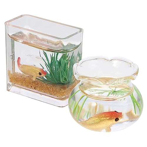 NUSITOU Miniatur Fischbowl Modelle Dekorative Miniaturhaus Dekorationen Für Puppenhäuser Robuste Aquarium Zubehör Zufälligen Farben + von NUSITOU