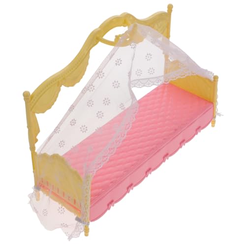 NUSITOU Puppenmöbel Minibett Etagenbett Für Puppen Mini-puppenhaus-dekor Puppenhausmöbel Requisiten Puppenbett Puppenhaus Bett Spielzeug Mini-etagenbett Bettverzierung Rosa Plastik von NUSITOU