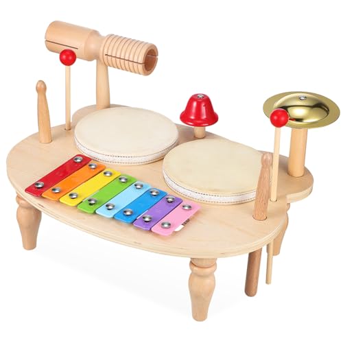 NUSITOU Trommel Für Kinder Schlagzeugset Für Kleinkinder Trommel Musikinstrumente Für Ab 3 Jahren Musikspielzeug Mit Xylophon Und Trommelstöcken Perfekt Für Kleine Musiker Kinder Instrumente von NUSITOU