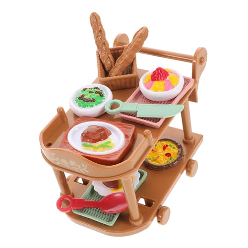 NUSITOU Simuliertes Speisewagenspielzeug Mini-lebensmittelwagen Mini-puppenhaus-zubehör Mini-Trolley-Modell Puppenhaus-rollwagen Miniatur-esswagen Mini-esswagen Süßer Kleiner Wagen Plastik von NUSITOU