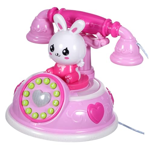 NUSITOU Simuliertes Telefon Kleines Telefon Chatter Telefon Schnurgebundenes Retro Telefon Kindertelefon Lernspielzeug Kindertelefon Handy Drehtelefon Modell Für Mädchen von NUSITOU