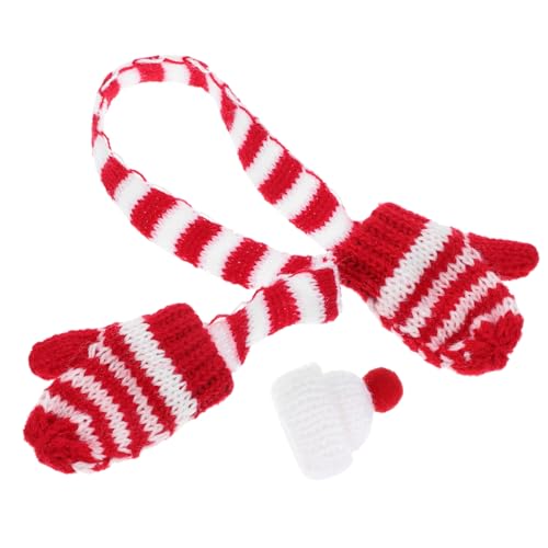 NUSITOU Weihnachts Produkte 1 Set Mini Weihnachts Strickmütze Und Mini Schal Für Weihnachtsbaum Dekorationen Niedliche Puppenkleidung Zubehör Weiße Farben Perfekte Ergänzung Für Miniatur Szenen von NUSITOU