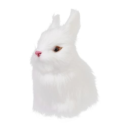 NUSITOU Weißes Ostern Simulieren Kaninchen Lebensechte Flauschige Hasen-Hasen-Spielzeug-Miniatur-häschen-Modell Home Desktop Dekoratives Zubehör Requisiten Ostern Kinder von NUSITOU