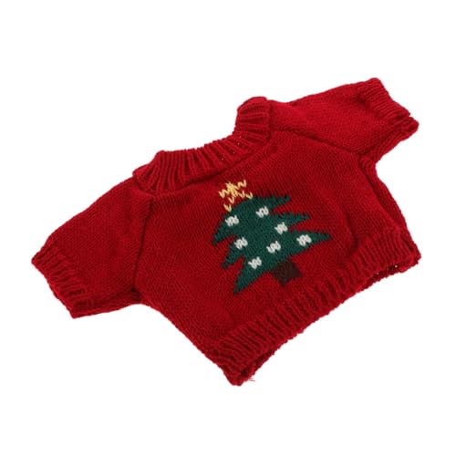 Spielzeugbär-Pullover Puppendekor Puppenkostüm Kompakte Bärenkleidung Stofftierkleidung Minipuppenkleidung Weihnachtsbärenspielzeug Stofftier-Outfit Zarte Puppenkleidung Garn Rot NUSITOU von NUSITOU