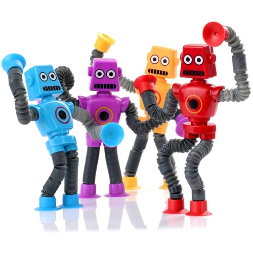 nutty toys Sensory Robot Toys 4 Stück – Top Pop Tubes Fidget Toy 2024 für ADHS Autismus Alter 3 4 5 6 7 8 9 10, beste Kinder-Reisespielzeug, Geschenkidee, einzigartige Weihnachts-Tween, Kleinkinder, von NUTTY TOYS