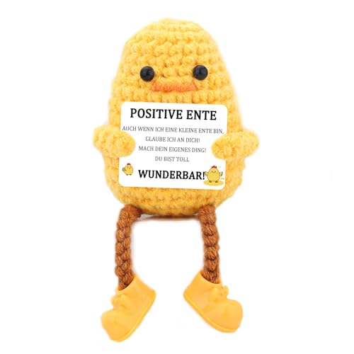 Pocket Hug Positive Ente Gehäkelte Kreative Strickwolle Ente Puppe Glücksbringer Geschenke Gute Besserung Geschenk Duck Mutmacher Geschenk Aufmunterung Geschenke für Freundin Familie Freund Patient von NUUOTP