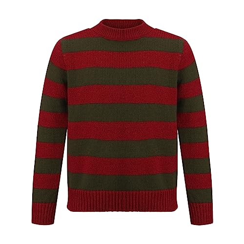 NUWIND Kinder Freddy Krueger Pullover rot grün Gestreifter Strickpullover Nightmare on Elm Street Halloween Kostüm Cosplay Karneval Verkleidung (120) von NUWIND