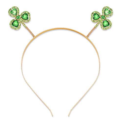 St.Patrick's Day Stirnband Glückskleeblatt Haarband Grün Strass Kopfschmuck Party Kostüm Haarschmuck (Strass2) von NVENF