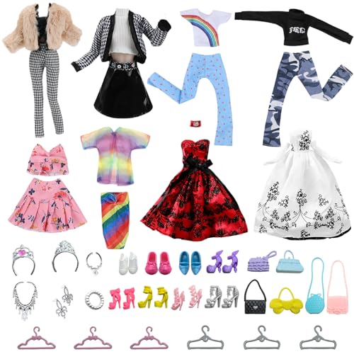 34 Stück Puppen Kleidung und Zubehör für 11.5 Zoll Barbie, 2 Abendkleider, 2 Plüsch Mantel, 2 Lässiger Hosenanzug, 2 Sommerlicher Rockanzug, 8 Paar Schuhe 18 Zubehör, Weihnachten Geschenk für Mädchen 34 Stück Puppen Kleidung und Zubehör für 11.5 Zoll Barbie, 2 Abendkleider, 2 Plüsch Mantel, 2 Lässiger Hosenanzug, 2 Sommerlicher Rockanzug, 8 Paar Schuhe 18 Zubehör, Weihnachten Geschenk für Mädchen von NVGVUP