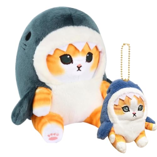 NVKRLFYD 2 Stück Hai Katze Plüschpuppe & Plüschanhänger Plüsch Spielzeug Gebratene Garnele Puppe Frittierte Garnele Plüschtier Haifisch Katze Kuschelpuppe Plüsch-Anhänger 30cm/11.81inch von NVKRLFYD