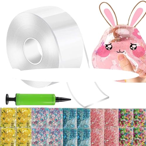 NVKRLFYD Nano Tape Bubble Kit,23 Stück Blowing Bubble Tape 2 Rollen Transparentes Blasenband Nano Klebeband Bubble Für Kinder Blowing Bubble Tape Handmade DIY Decompression Craft Kit Für Jungen von NVKRLFYD