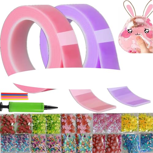 NVKRLFYD Nano Tape Bubbles Set,28 Stück Doppelseitiges Klebeband Set DIY Craft Nano Klebeband Bubble Für Kinder 5cm Rosa Blowing Bubble Tape Handmade Diy Decompression Craft Kit Für Jungen von NVKRLFYD