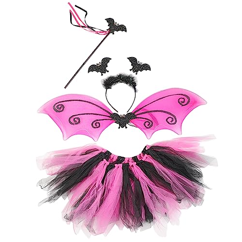 NVOQILIN Fledermaus-Kostüm-Set für Mädchen, Fledermausflügel-Rock mit Fledermaus-Stirnband, Cosplay-Kostüme für Halloween, Verkleidungspartys von NVOQILIN