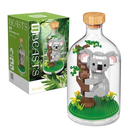 NVOSIYU Koala Mini Bausteine Set, Klemmbausteine Tiere Tier-Figuren Bauspielzeug mit Schaukasten, Zootiere Sammlung Kreatives Deko Geschenk für Erwachsene von NVOSIYU