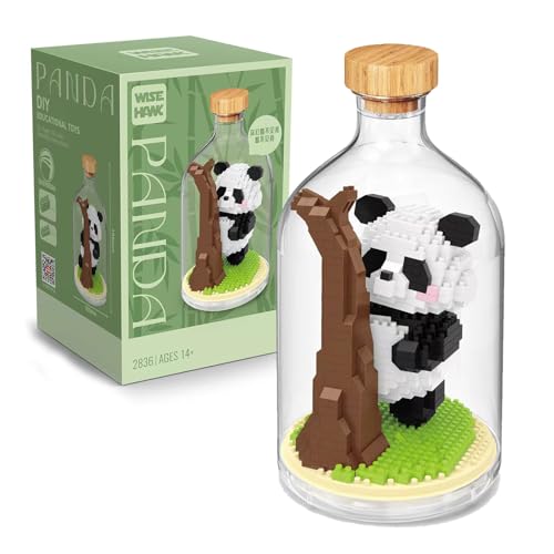 NVOSIYU Panda Mini Bausteine Set, Klemmbausteine Tiere Panda Spielzeug mit Schaukasten, Tier-Figuren Bauspielzeug Kreatives Deko Geschenk für Erwachsene, Home Decors (2836) von NVOSIYU